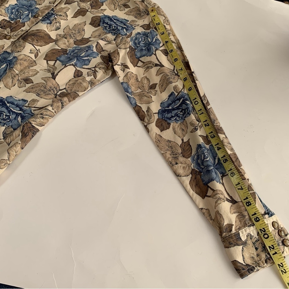 LIZ CLAIBORNE vintage floral coastal cowgirl long sleeve horn snap western shirt - Picture 8 of 12
